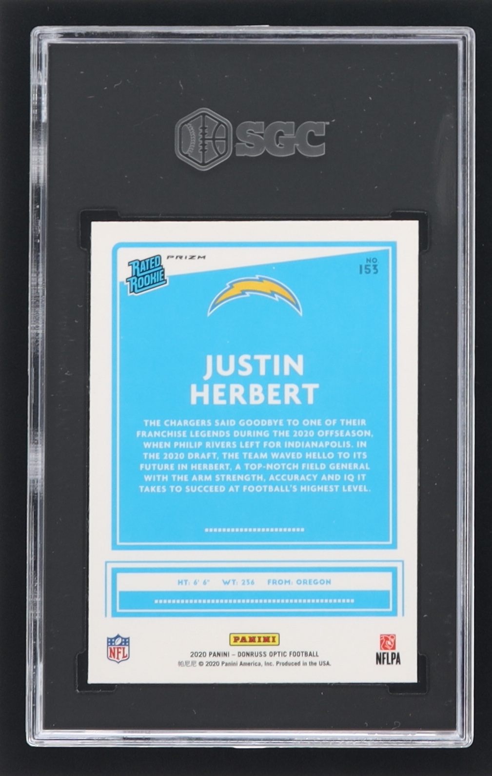 Justin Herbert 2020 Donruss Optic Holo #153 RR RC (SGC 10) at PristineAuction.com Justin Herbert 2020 Donruss Optic Holo #153 RR RC (SGC 10) at PristineAuction.com