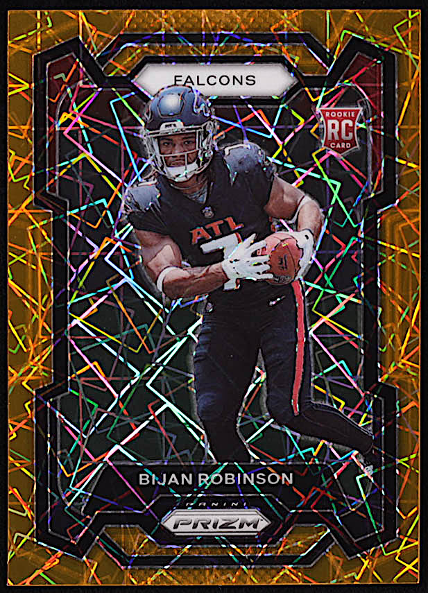 Bijan Robinson 2023 Panini Prizm Prizms Orange Lazer #305 RC at PristineAuction.com Bijan Robinson 2023 Panini Prizm Prizms Orange Lazer #305 RC at PristineAuction.com