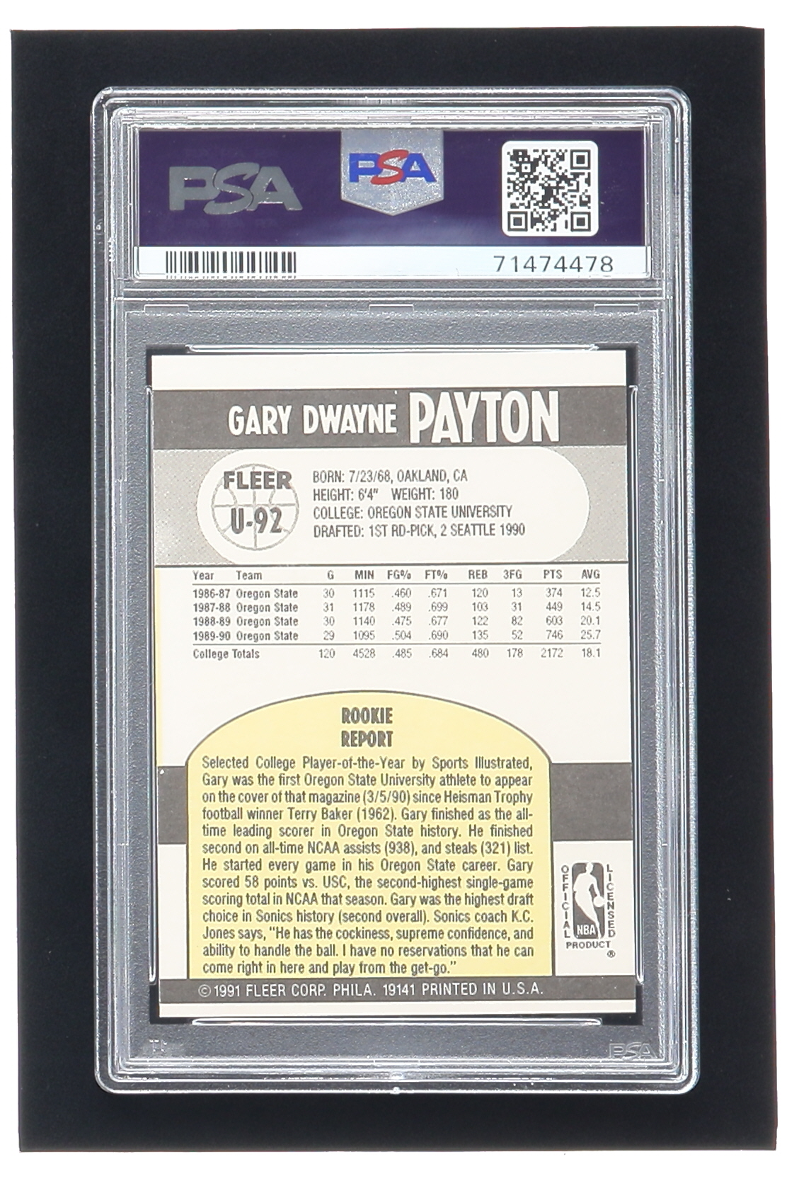 Gary Payton Signed 1990-91 Fleer Update #U92 RC (PSA | Auto 10) at PristineAuction.com Gary Payton Signed 1990-91 Fleer Update #U92 RC (PSA | Auto 10) at PristineAuction.com