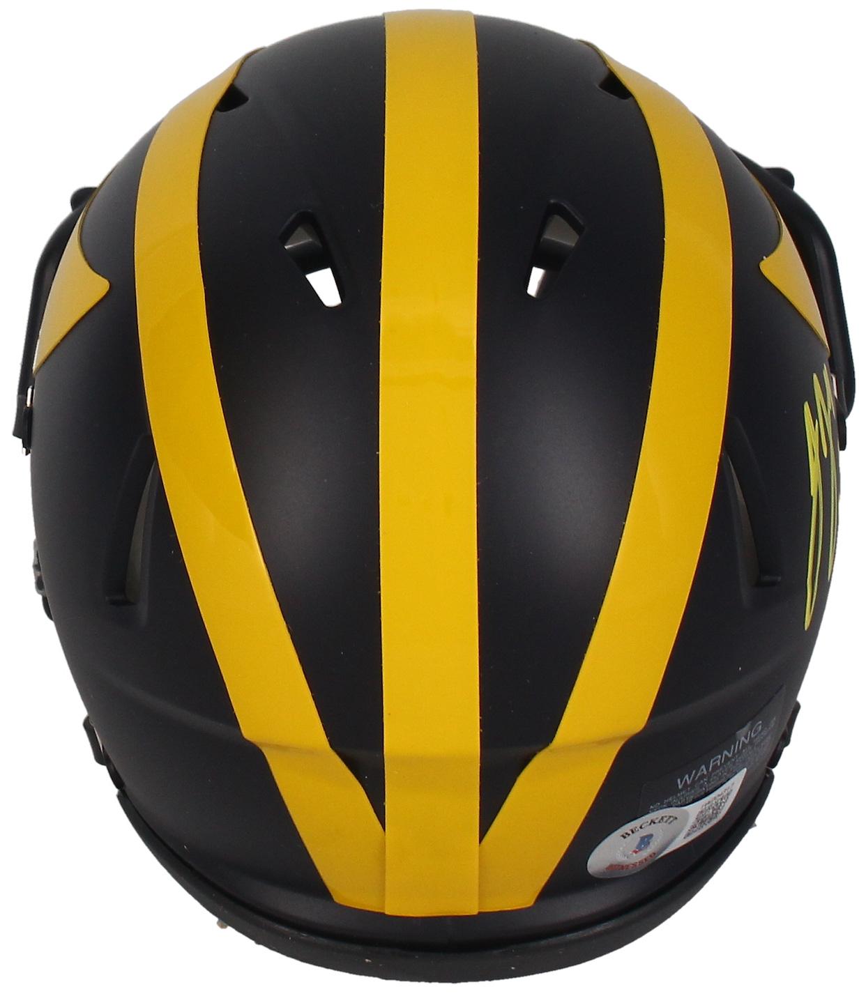 J.J. McCarthy Signed Michigan Wolverines Speed Mini Helmet (Beckett) at PristineAuction.com J.J. McCarthy Signed Michigan Wolverines Speed Mini Helmet (Beckett) at PristineAuction.com