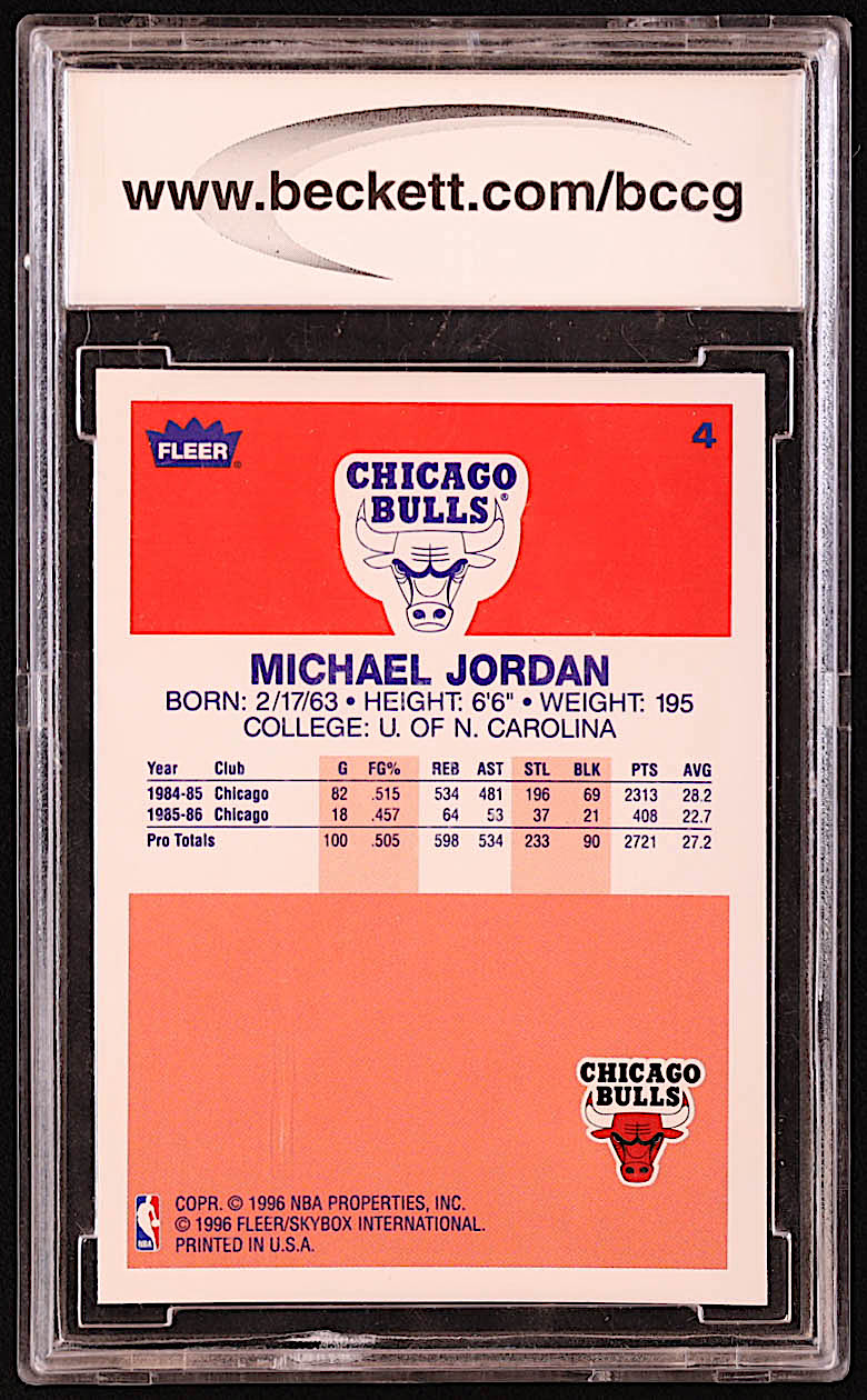 Michael Jordan 1996-97 Fleer Decade of Excellence #4 (BCCG 10) at PristineAuction.com Michael Jordan 1996-97 Fleer Decade of Excellence #4 (BCCG 10) at PristineAuction.com