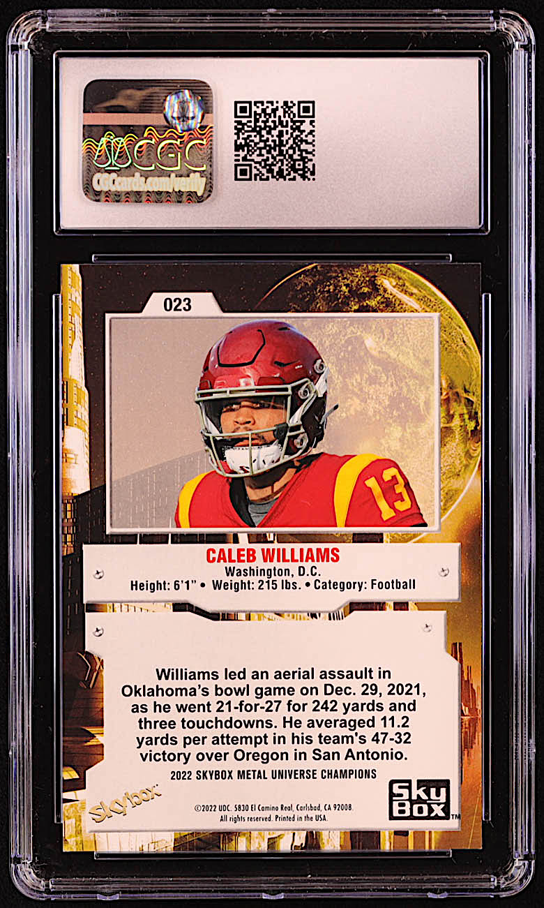 Caleb Williams 2022 Skybox Metal Universe Champions #23 RC (CGC 9) at PristineAuction.com Caleb Williams 2022 Skybox Metal Universe Champions #23 RC (CGC 9) at PristineAuction.com