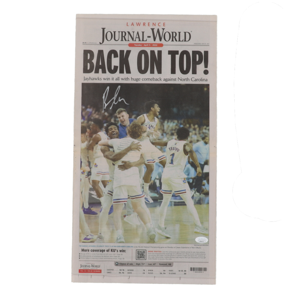 Bill Self Signed 2022 Lawrence Journal World Newspaper (JSA) Pristine