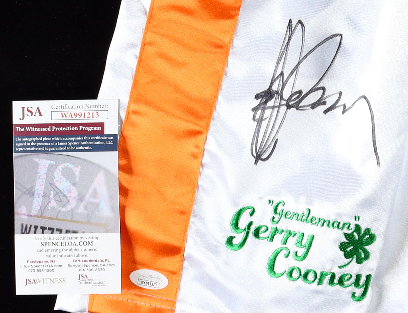 Gerry Cooney Signed Boxing Trunks (JSA) at PristineAuction.com Gerry Cooney Signed Boxing Trunks (JSA) at PristineAuction.com