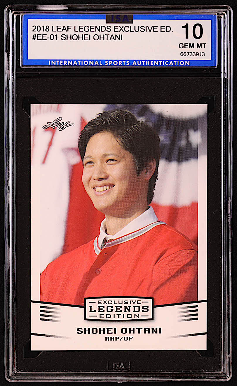 Shohei Ohtani 2018 Leaf Ohtani Legends Exclusive Edition #EE01 RC (ISA 10) at PristineAuction.com Shohei Ohtani 2018 Leaf Ohtani Legends Exclusive Edition #EE01 RC (ISA 10) at PristineAuction.com