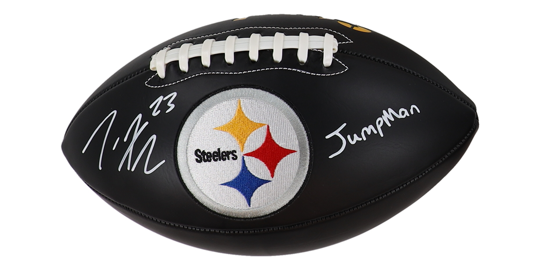 Joe Haden Signed Steelers Logo Football Inscribed "Jump Man" (Beckett) at PristineAuction.com Joe Haden Signed Steelers Logo Football Inscribed "Jump Man" (Beckett) at PristineAuction.com