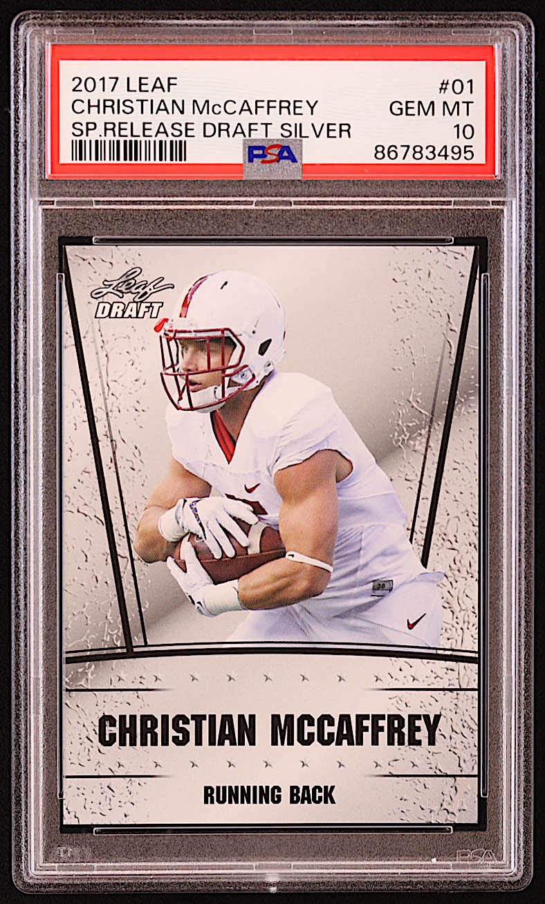 Christian McCaffrey 2017 Leaf Special Release Draft Silver #01 RC (PSA 10) at PristineAuction.com Christian McCaffrey 2017 Leaf Special Release Draft Silver #01 RC (PSA 10) at PristineAuction.com