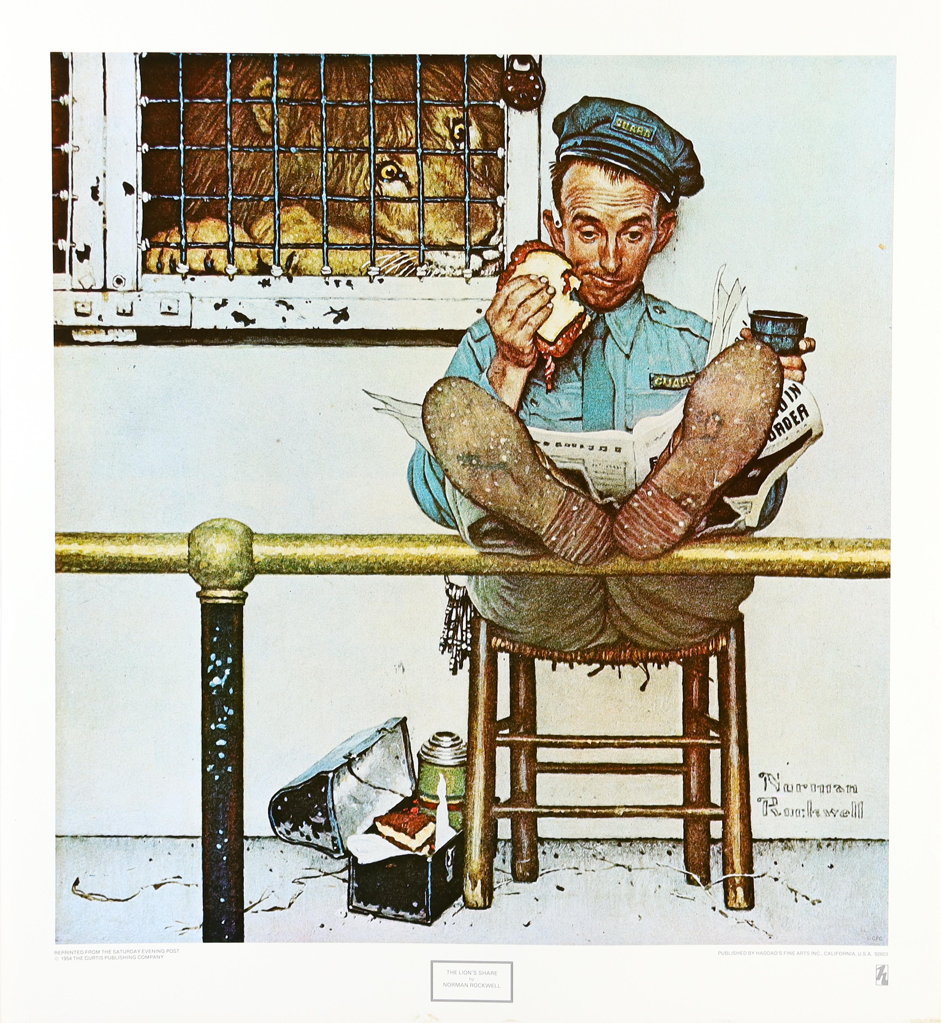 Norman Rockwell "The Lion's Share" 22.5x25 Print at PristineAuction.com Norman Rockwell "The Lion's Share" 22.5x25 Print at PristineAuction.com