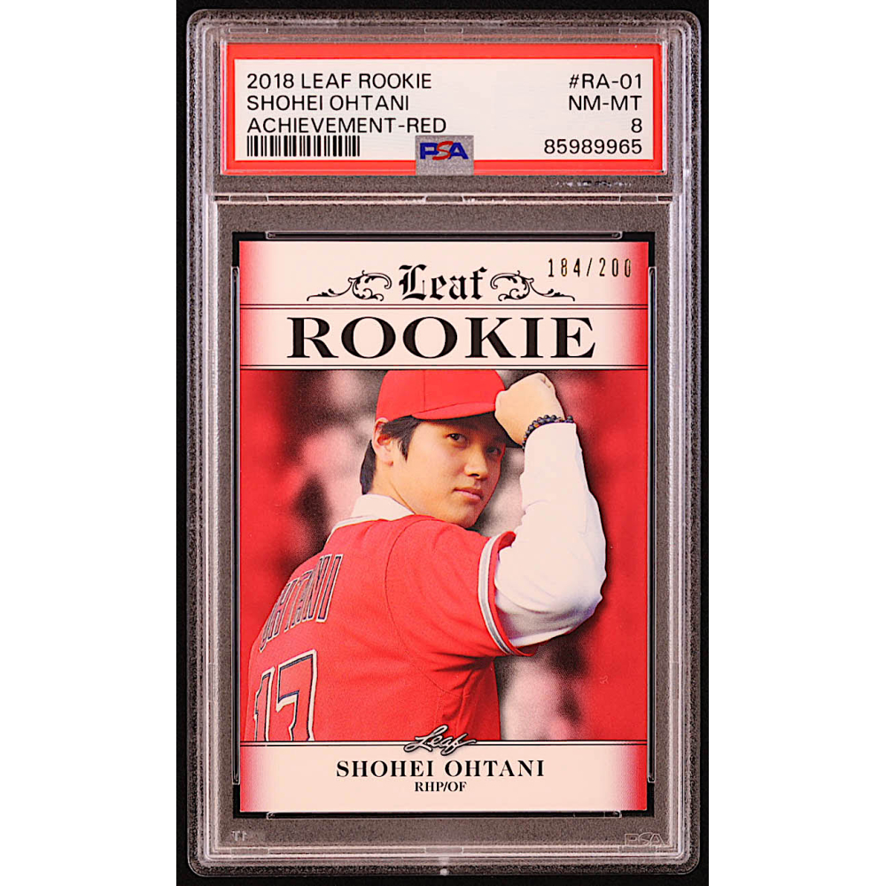Shohei Ohtani 2018 Leaf Ohtani Rookie Achievement Red #RA01 RC #184/200 (PSA 8) at PristineAuction.com