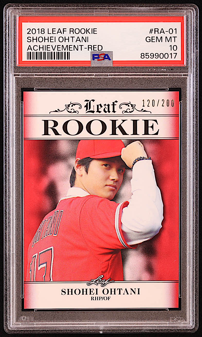 Shohei Ohtani 2018 Leaf Ohtani Rookie Achievement Red #RA01 RC #120/200 (PSA 10) at PristineAuction.com Shohei Ohtani 2018 Leaf Ohtani Rookie Achievement Red #RA01 RC #120/200 (PSA 10) at PristineAuction.com