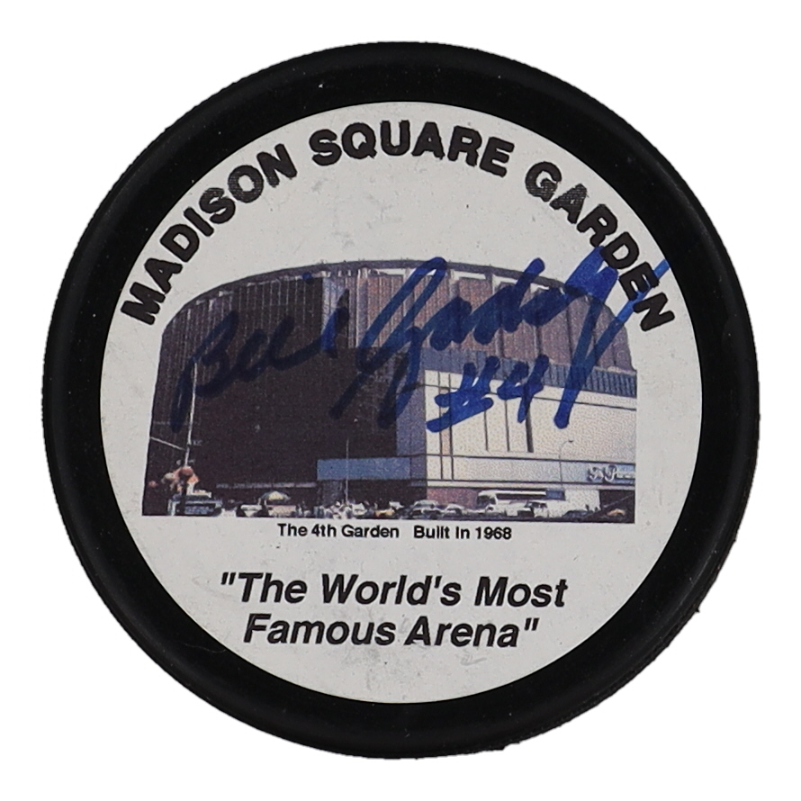 Bill Gadsby Signed "Madison Square Garden" Logo Hockey Puck (Beckett) at PristineAuction.com Bill Gadsby Signed "Madison Square Garden" Logo Hockey Puck (Beckett) at PristineAuction.com