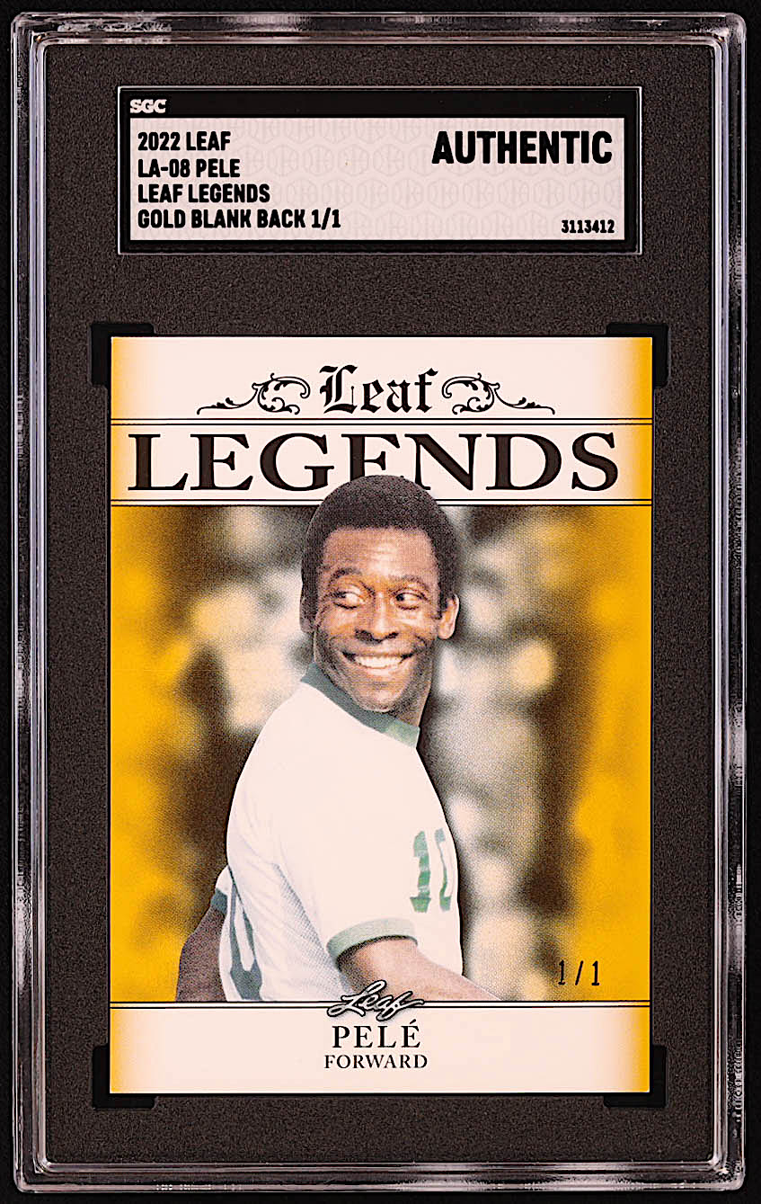Pele 2022 Leaf Legends Gold Blank Back #LA08 #1/1 (SGC Authentic) at PristineAuction.com Pele 2022 Leaf Legends Gold Blank Back #LA08 #1/1 (SGC Authentic) at PristineAuction.com