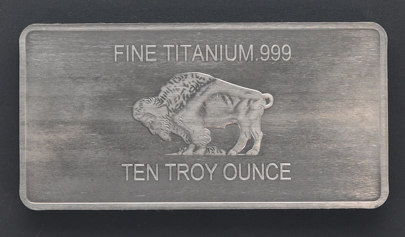 Ten Troy Ounce "Buffalo" .999 Fine Titanium Bullion Bar at PristineAuction.com Ten Troy Ounce "Buffalo" .999 Fine Titanium Bullion Bar at PristineAuction.com