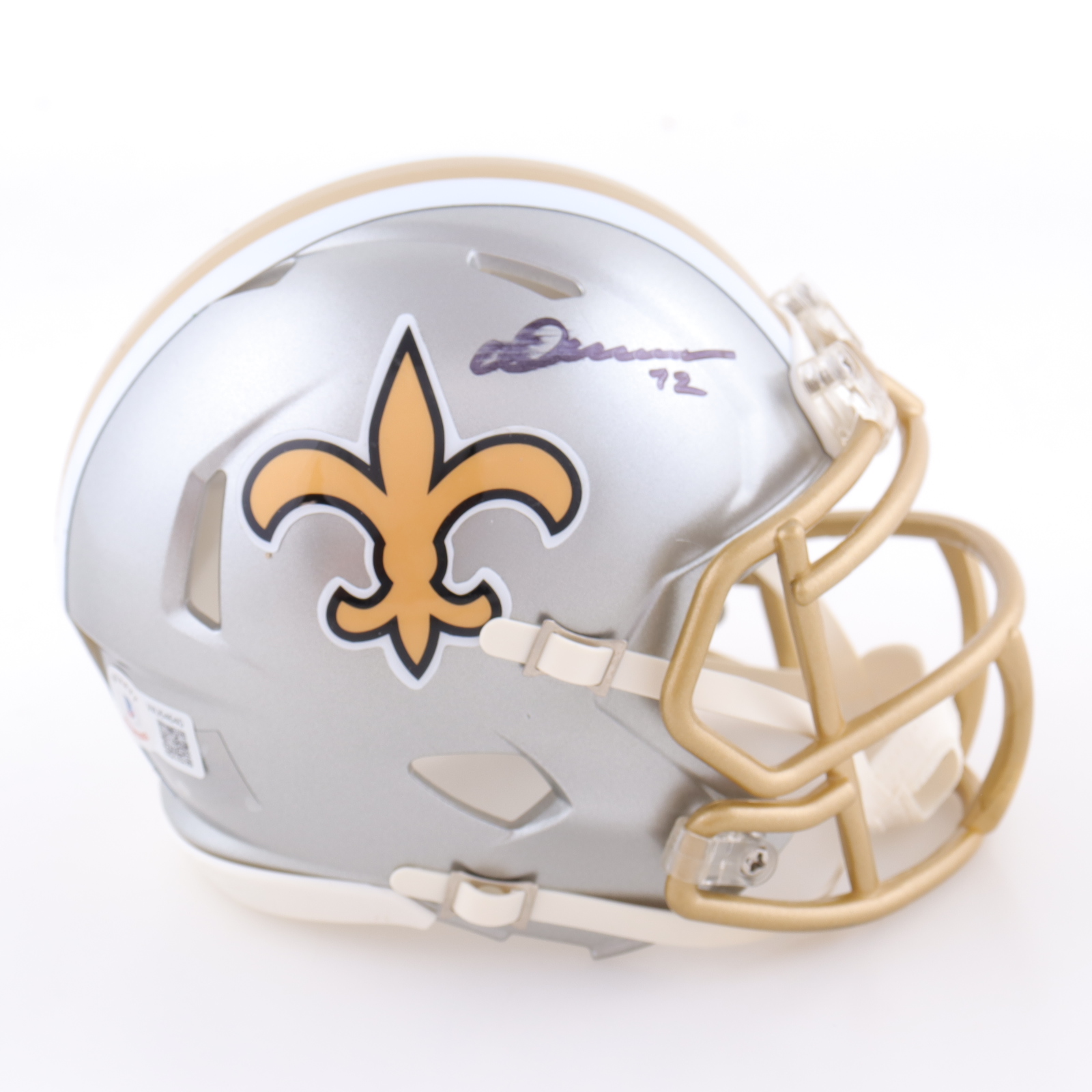 Chris Olave Signed Saints Flash Alternate Speed Mini Helmet (Beckett) at PristineAuction.com Chris Olave Signed Saints Flash Alternate Speed Mini Helmet (Beckett) at PristineAuction.com