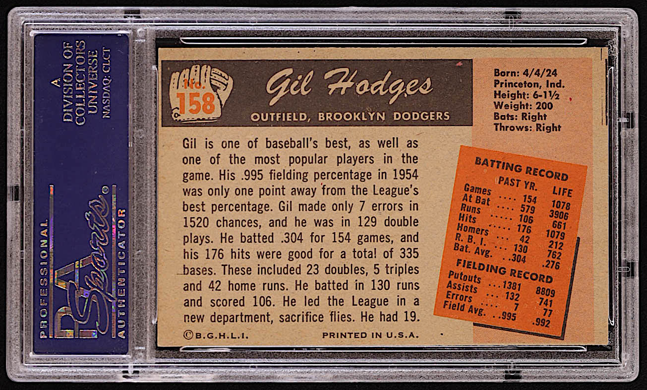 Gil Hodges 1955 Bowman #158 (PSA 6) at PristineAuction.com Gil Hodges 1955 Bowman #158 (PSA 6) at PristineAuction.com