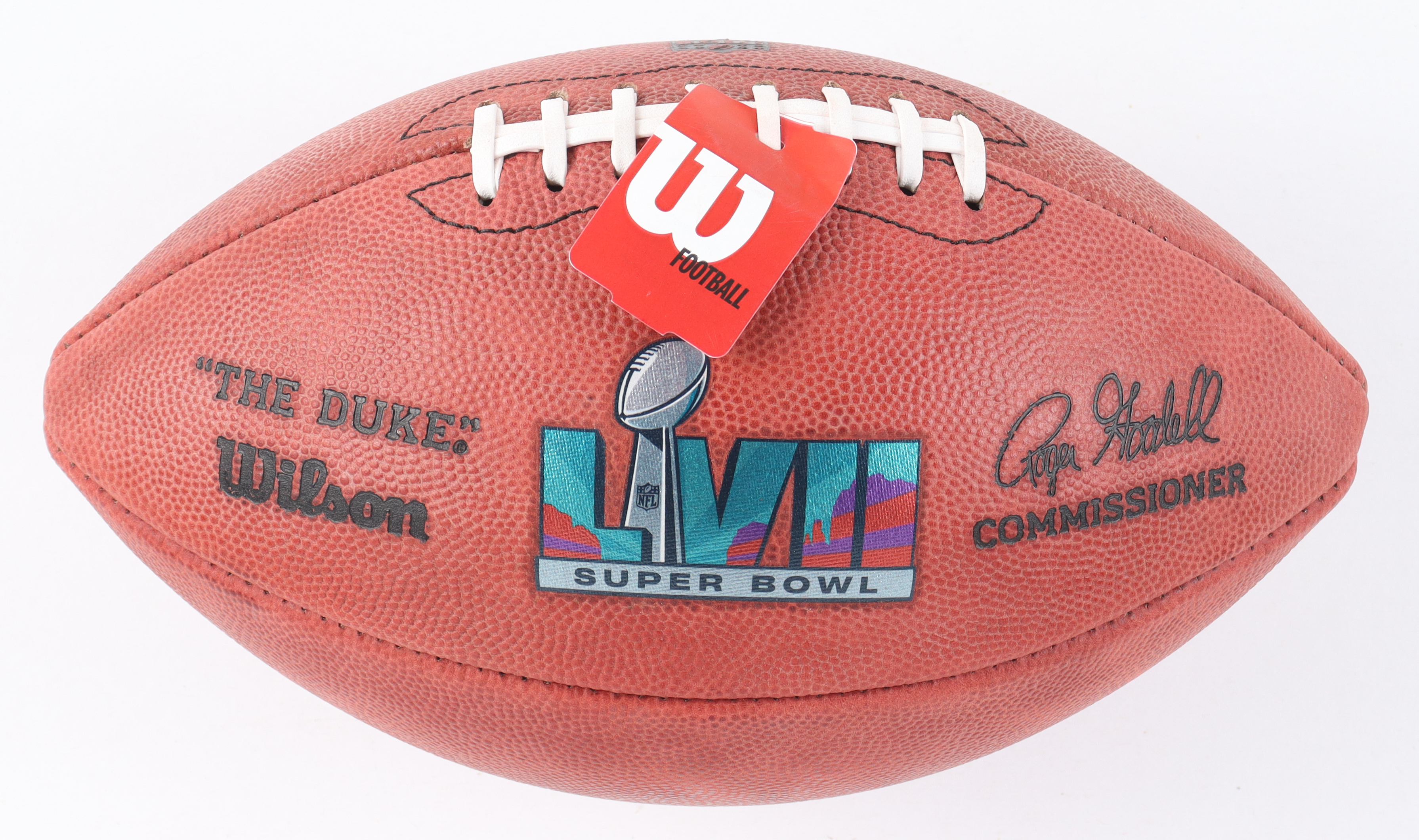 Patrick Mahomes & Travis Kelce Signed Official NFL "The Duke" SB LVII Logo Football (Fanatics) at PristineAuction.com Patrick Mahomes & Travis Kelce Signed Official NFL "The Duke" SB LVII Logo Football (Fanatics) at PristineAuction.com
