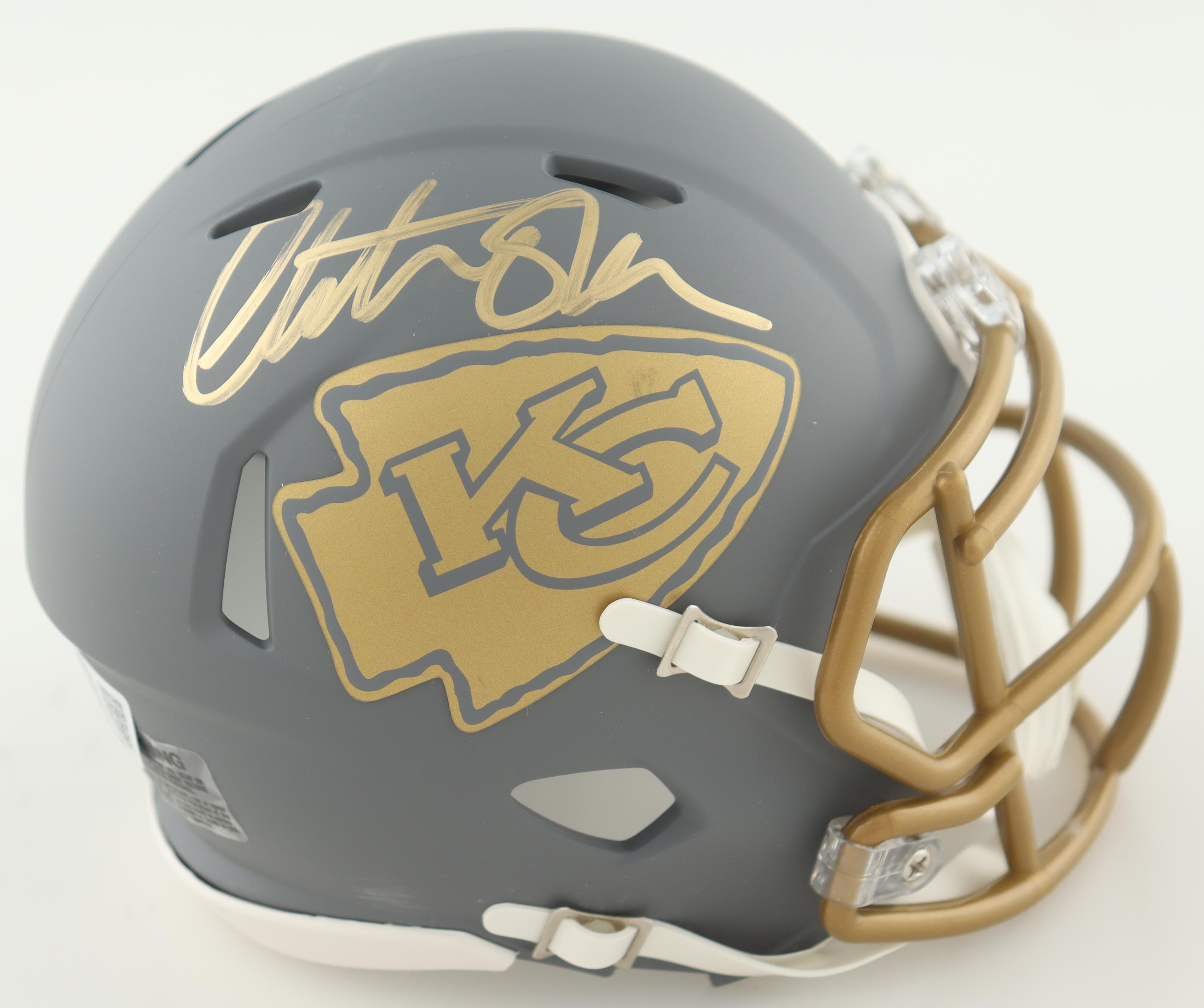 Christian Okoye Signed Chiefs Slate Alternate Speed Mini Helmet (Beckett) at PristineAuction.com Christian Okoye Signed Chiefs Slate Alternate Speed Mini Helmet (Beckett) at PristineAuction.com