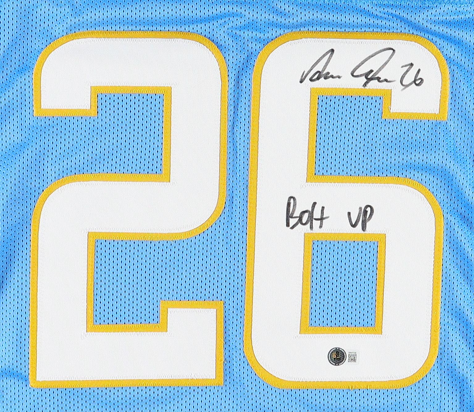 Asante Samuel Jr. Signed Jersey Inscribed "Bolt Up" (Beckett) at PristineAuction.com Asante Samuel Jr. Signed Jersey Inscribed "Bolt Up" (Beckett) at PristineAuction.com