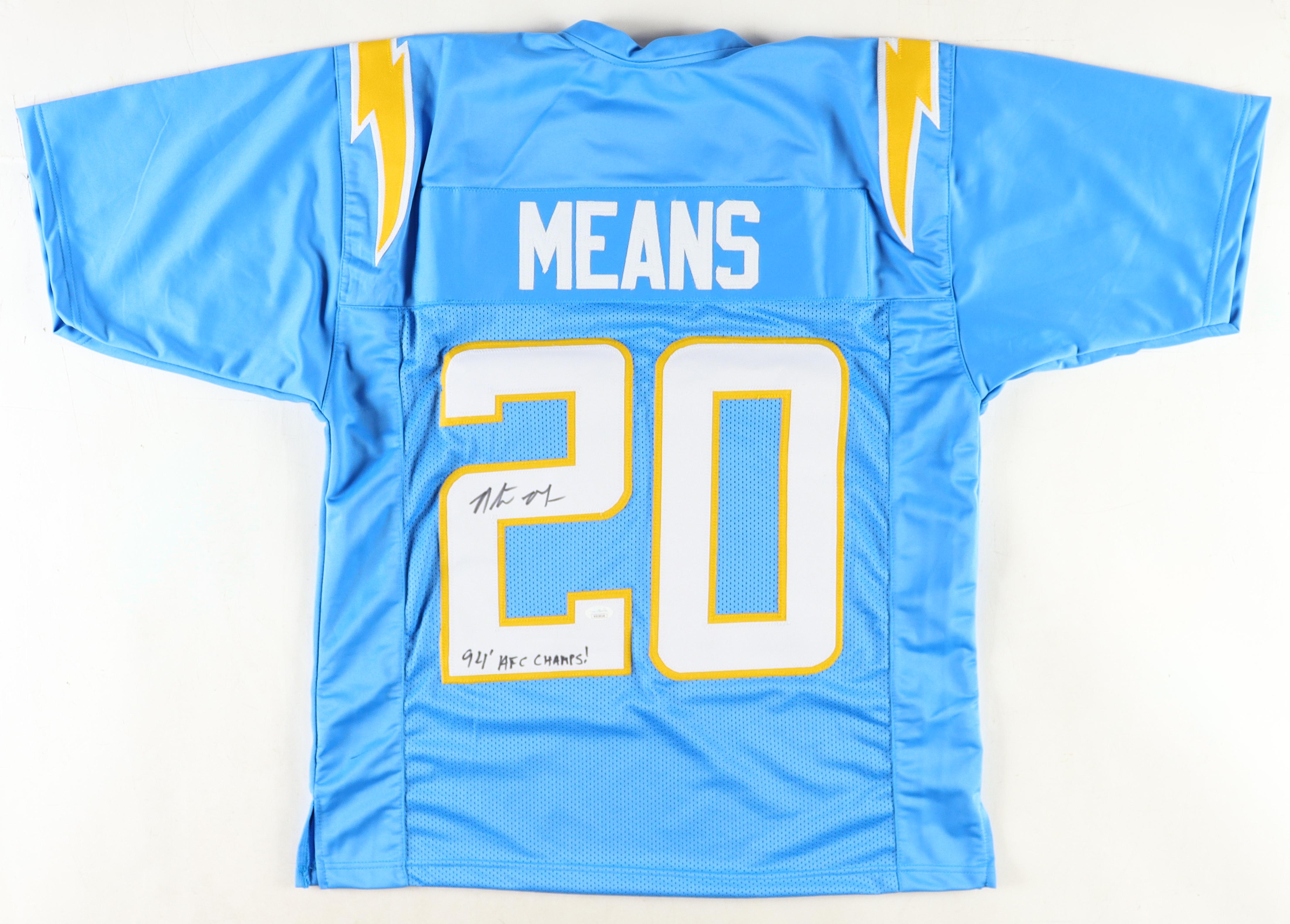 Natrone Means Signed Jersey Inscribed "94' AFC Champs!" (JSA) at PristineAuction.com Natrone Means Signed Jersey Inscribed "94' AFC Champs!" (JSA) at PristineAuction.com