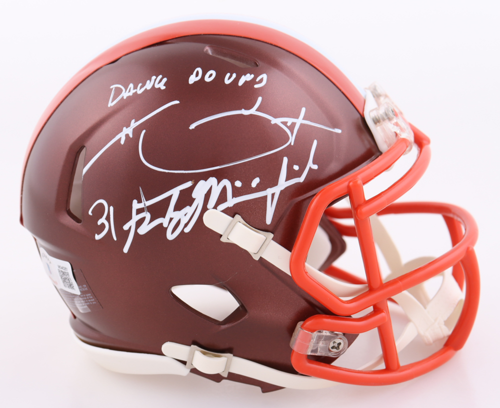 Hanford Dixon & Frank Minnifield Signed Browns Speed Mini Helmet Inscribed "Dog Pound" (Beckett) at PristineAuction.com Hanford Dixon & Frank Minnifield Signed Browns Speed Mini Helmet Inscribed "Dog Pound" (Beckett) at PristineAuction.com