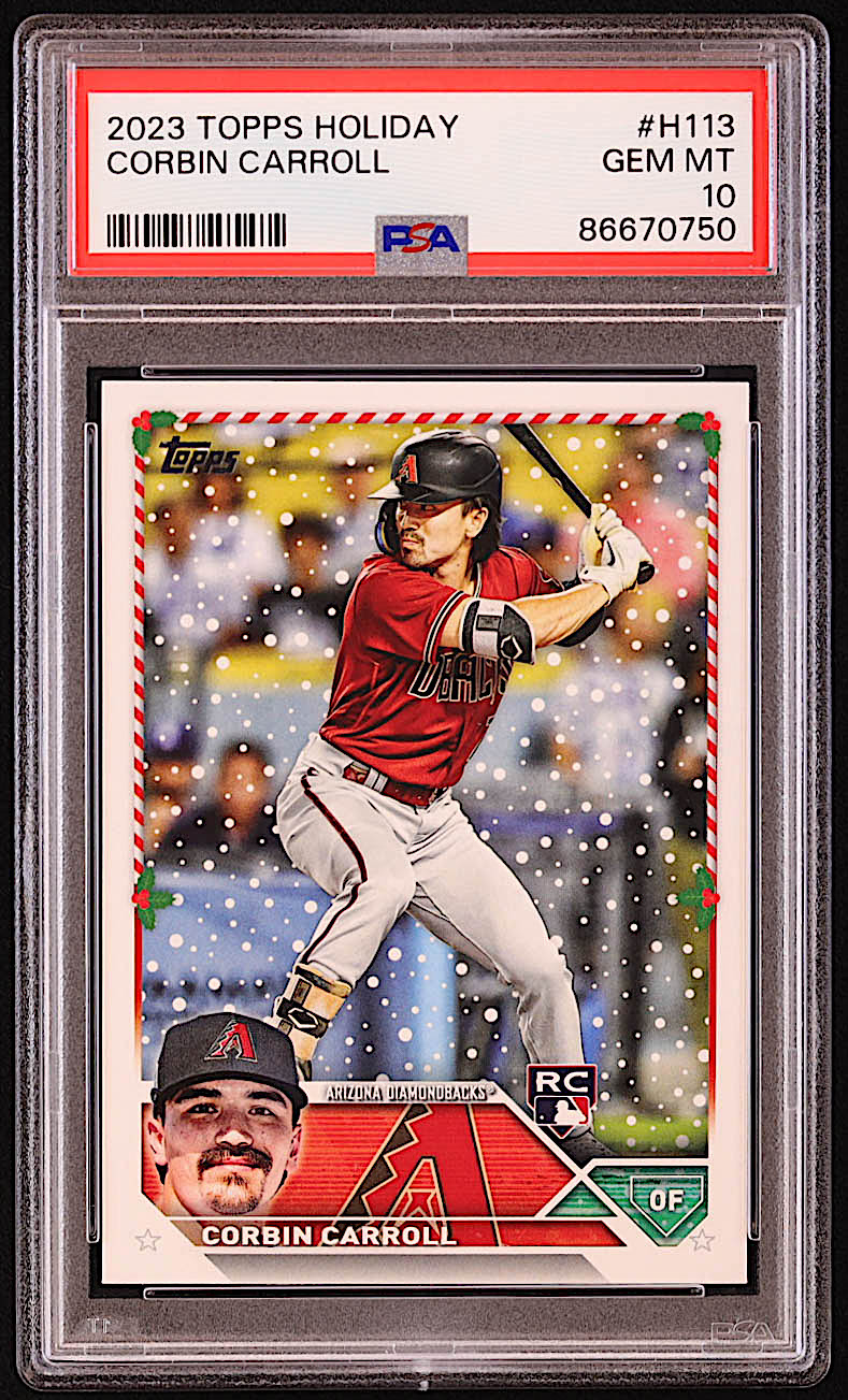 Corbin Carroll 2023 Topps Holiday #H113 RC (PSA 10) at PristineAuction.com Corbin Carroll 2023 Topps Holiday #H113 RC (PSA 10) at PristineAuction.com