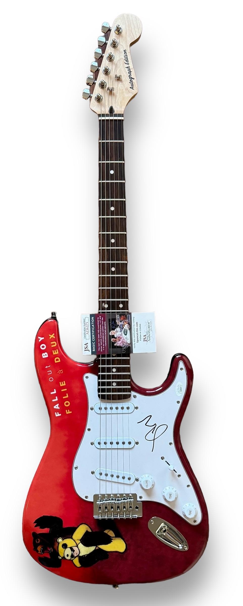 Pete Wentz Signed Custom "Fall Out Boy" Stratocaster Style Guitar (JSA) at PristineAuction.com Pete Wentz Signed Custom "Fall Out Boy" Stratocaster Style Guitar (JSA) at PristineAuction.com