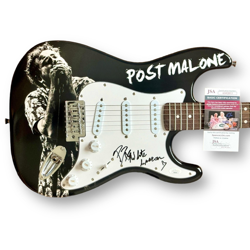 Post Malone Signed Custom Stratocaster Style Guitar Inscribed "White