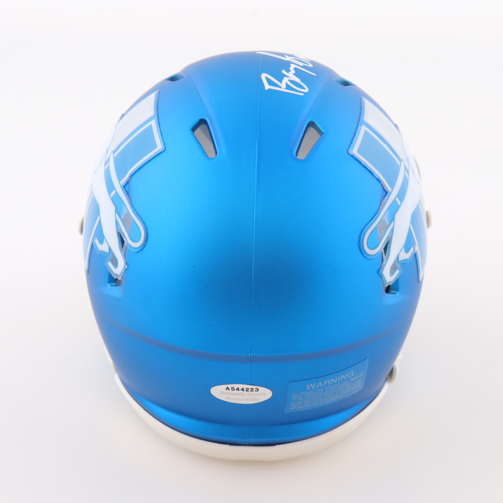 Barry Sanders Signed Lions Alternate Speed Mini Helmet (Schwartz) at PristineAuction.com Barry Sanders Signed Lions Alternate Speed Mini Helmet (Schwartz) at PristineAuction.com