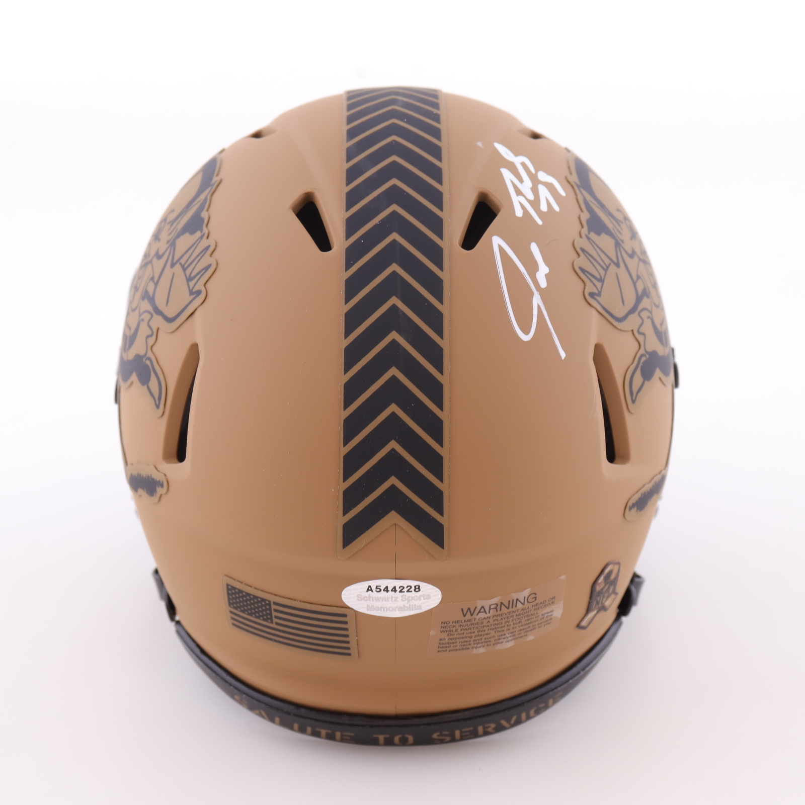 Joe Thomas Signed Browns Salute to Service Alternate Speed Mini Helmet (Schwartz) at PristineAuction.com Joe Thomas Signed Browns Salute to Service Alternate Speed Mini Helmet (Schwartz) at PristineAuction.com