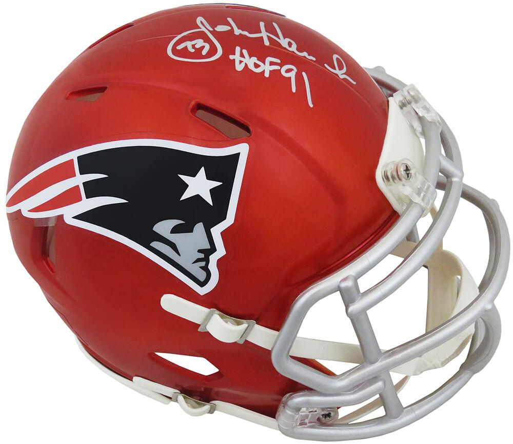 John Hannah Signed Patriots Flash Alternate Speed Mini Helmet Inscribed "HOF '91" (Schwartz) at PristineAuction.com John Hannah Signed Patriots Flash Alternate Speed Mini Helmet Inscribed "HOF '91" (Schwartz) at PristineAuction.com