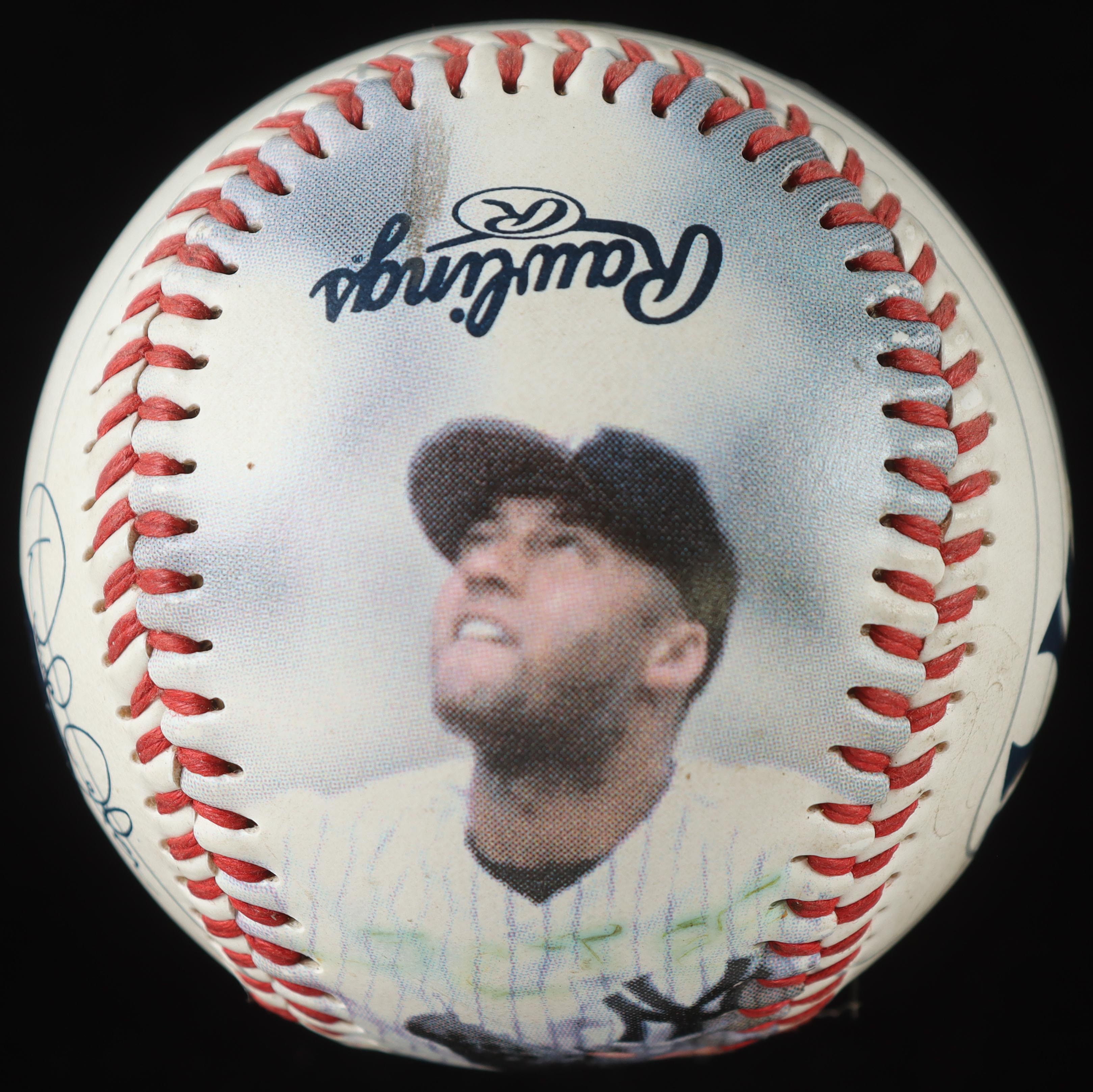 Derek Jeter Commemorative Yankees Baseball in Wood & Glass Yankees Logo Display Case at PristineAuction.com Derek Jeter Commemorative Yankees Baseball in Wood & Glass Yankees Logo Display Case at PristineAuction.com