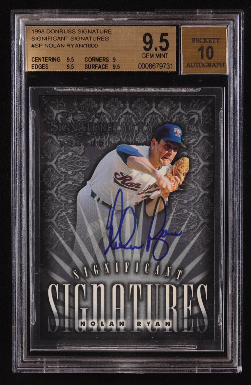 Nolan Ryan 1998 Donruss Signature Significant Signatures #SP #0060/1000 (BGS 9.5 | Autograph Grade 10) at PristineAuction.com Nolan Ryan 1998 Donruss Signature Significant Signatures #SP #0060/1000 (BGS 9.5 | Autograph Grade 10) at PristineAuction.com