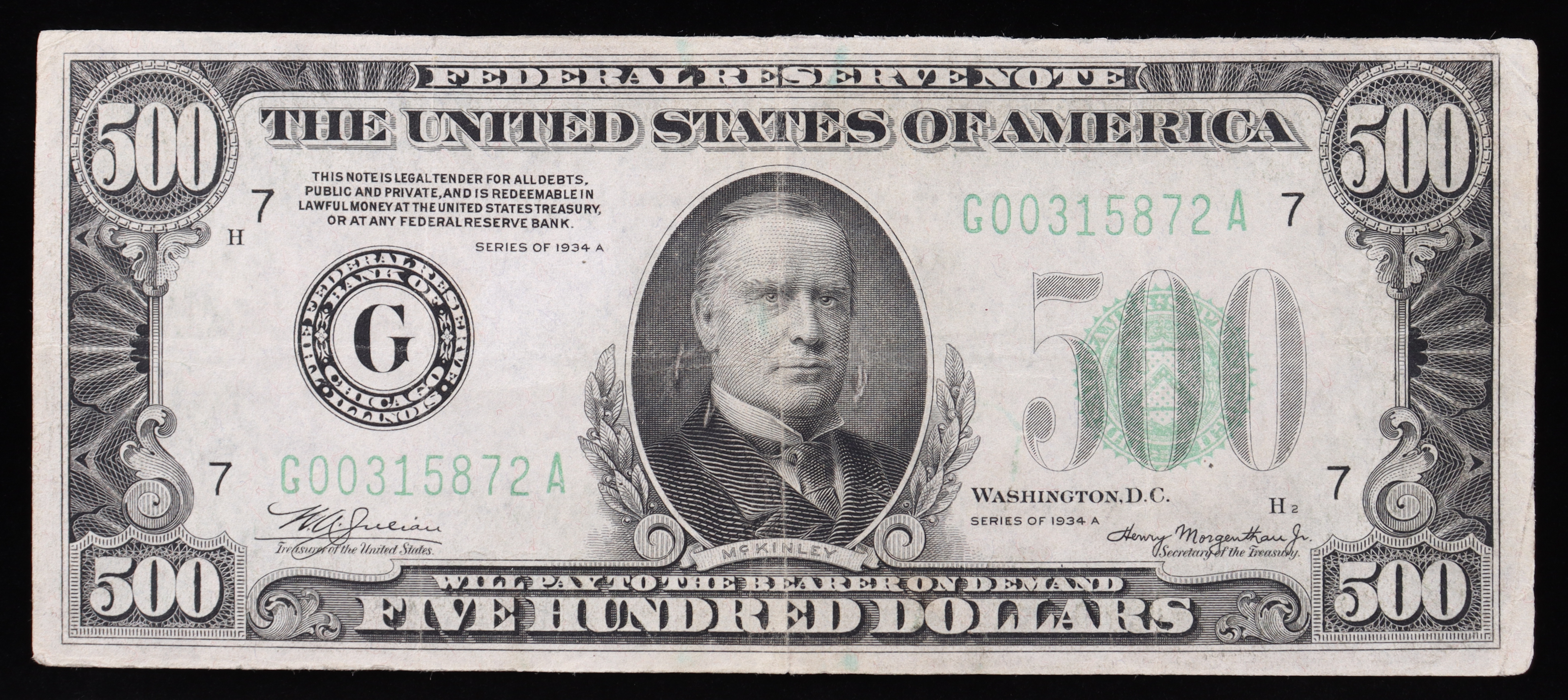 1934 $500 Five Hundred Dollar U.S. Bank Note at PristineAuction.com 1934 $500 Five Hundred Dollar U.S. Bank Note at PristineAuction.com