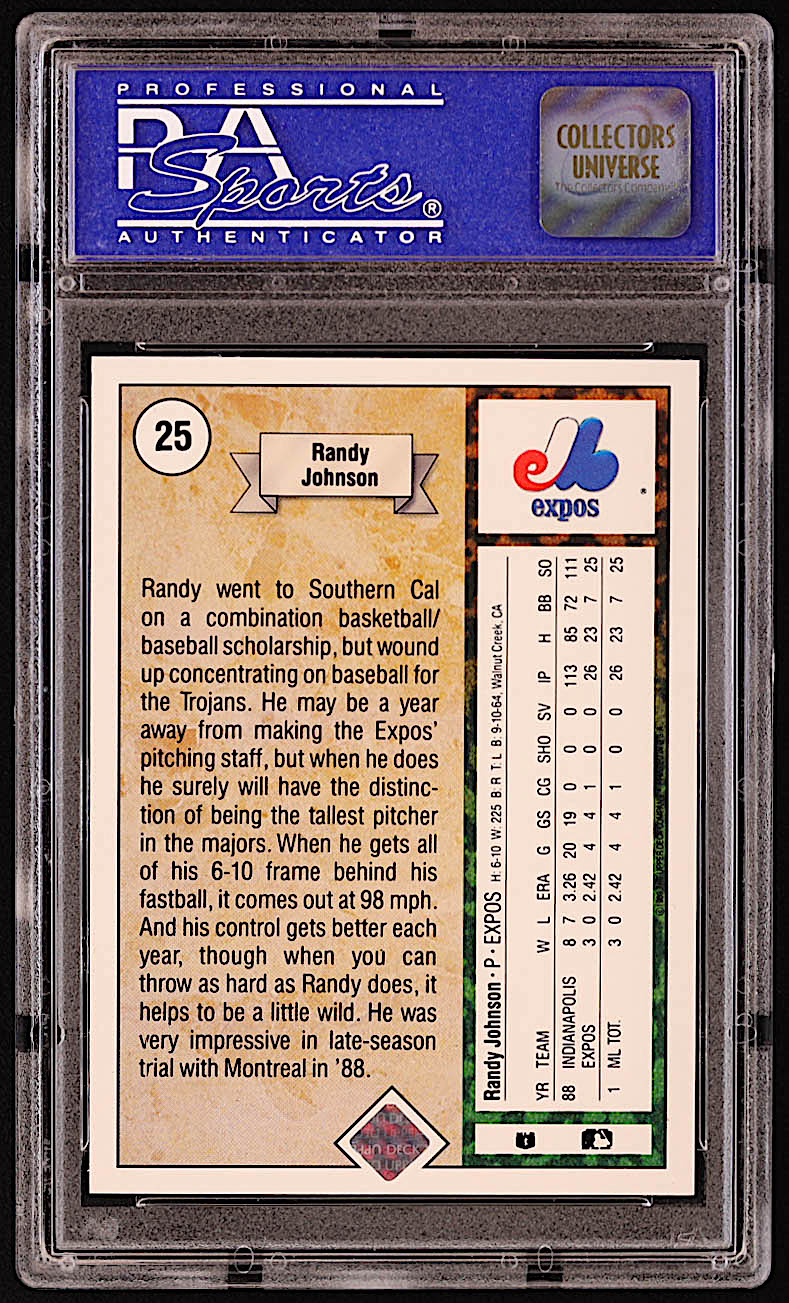 Randy Johnson 1989 Upper Deck #25 RC (PSA 9) at PristineAuction.com Randy Johnson 1989 Upper Deck #25 RC (PSA 9) at PristineAuction.com