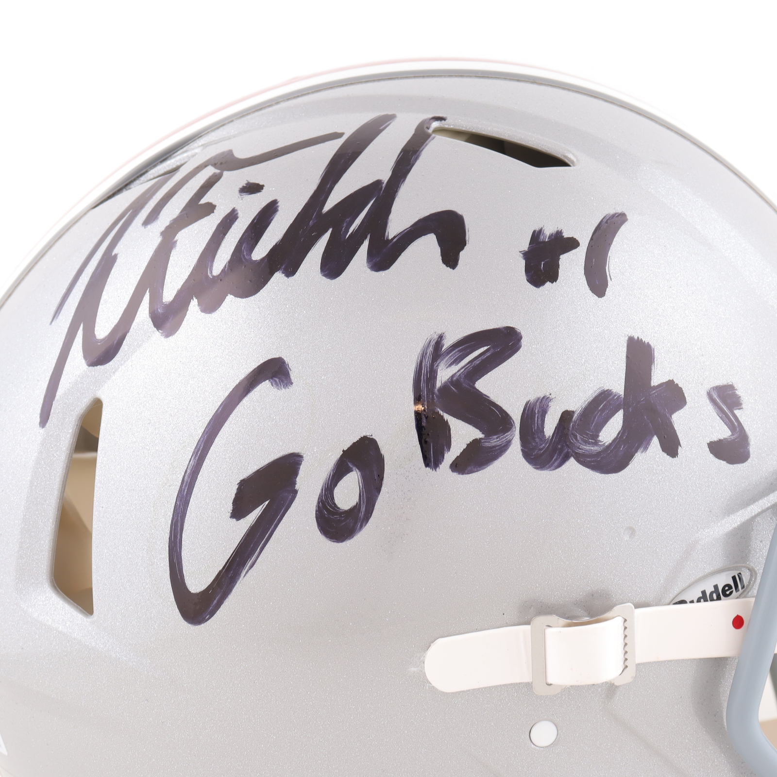 Justin Fields Signed Ohio State Buckeyes Full-Size Authentic On-Field Speed Helmet Inscribed "Go Bucks" (Beckett) at PristineAuction.com Justin Fields Signed Ohio State Buckeyes Full-Size Authentic On-Field Speed Helmet Inscribed "Go Bucks" (Beckett) at PristineAuction.com