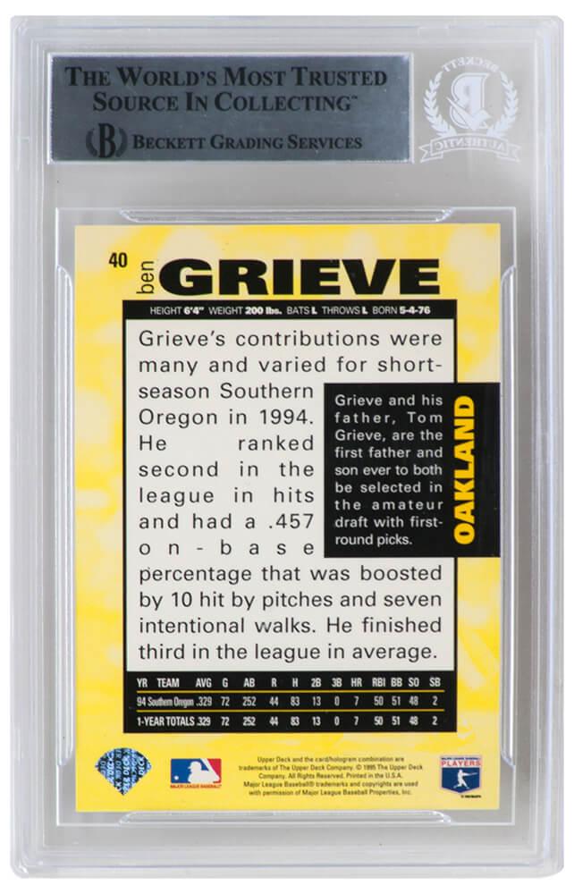 Ben Grieve Signed 1995 Collector's Choice #40 Inscribed "98 AL ROY" (BGS) at PristineAuction.com Ben Grieve Signed 1995 Collector's Choice #40 Inscribed "98 AL ROY" (BGS) at PristineAuction.com