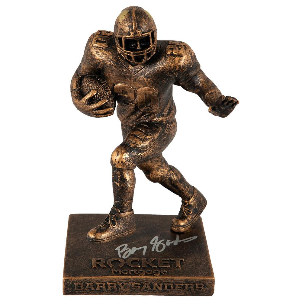 Barry Sanders Signed Lions Rocket Mortgage Replica Football Statue