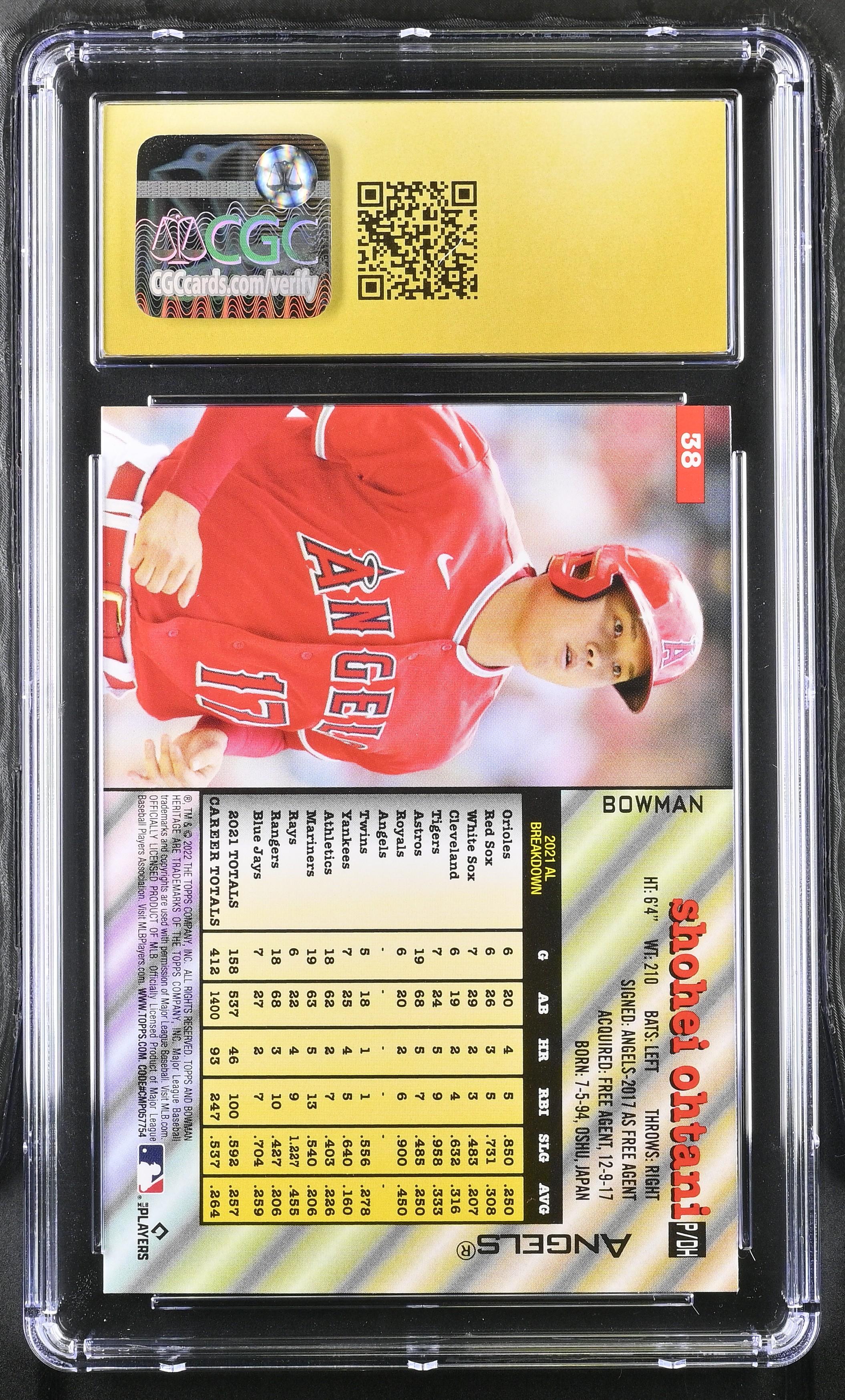 Shohei Ohtani 2022 Bowman Heritage #38 (CGC 10) at PristineAuction.com Shohei Ohtani 2022 Bowman Heritage #38 (CGC 10) at PristineAuction.com