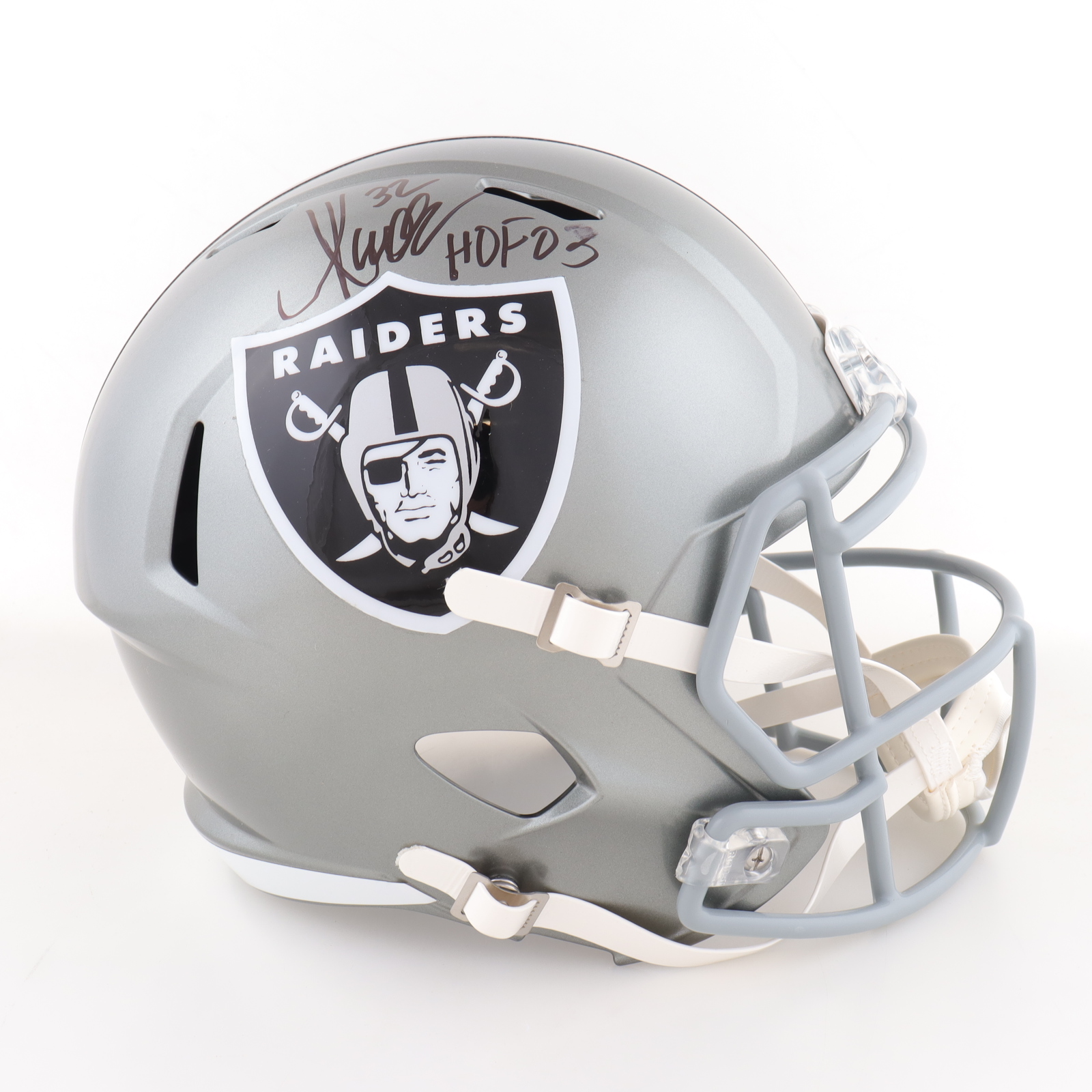 Marcus Allen Signed Raiders Full-Size Speed Helmet Inscribed "HOF 03" (Beckett) at PristineAuction.com Marcus Allen Signed Raiders Full-Size Speed Helmet Inscribed "HOF 03" (Beckett) at PristineAuction.com