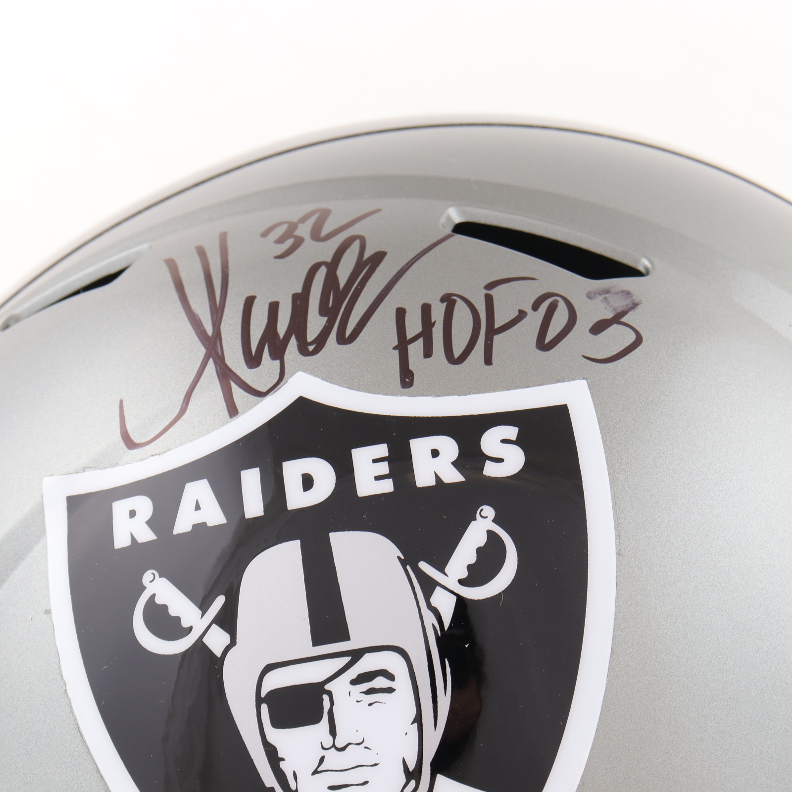 Marcus Allen Signed Raiders Full-Size Speed Helmet Inscribed "HOF 03" (Beckett) at PristineAuction.com Marcus Allen Signed Raiders Full-Size Speed Helmet Inscribed "HOF 03" (Beckett) at PristineAuction.com