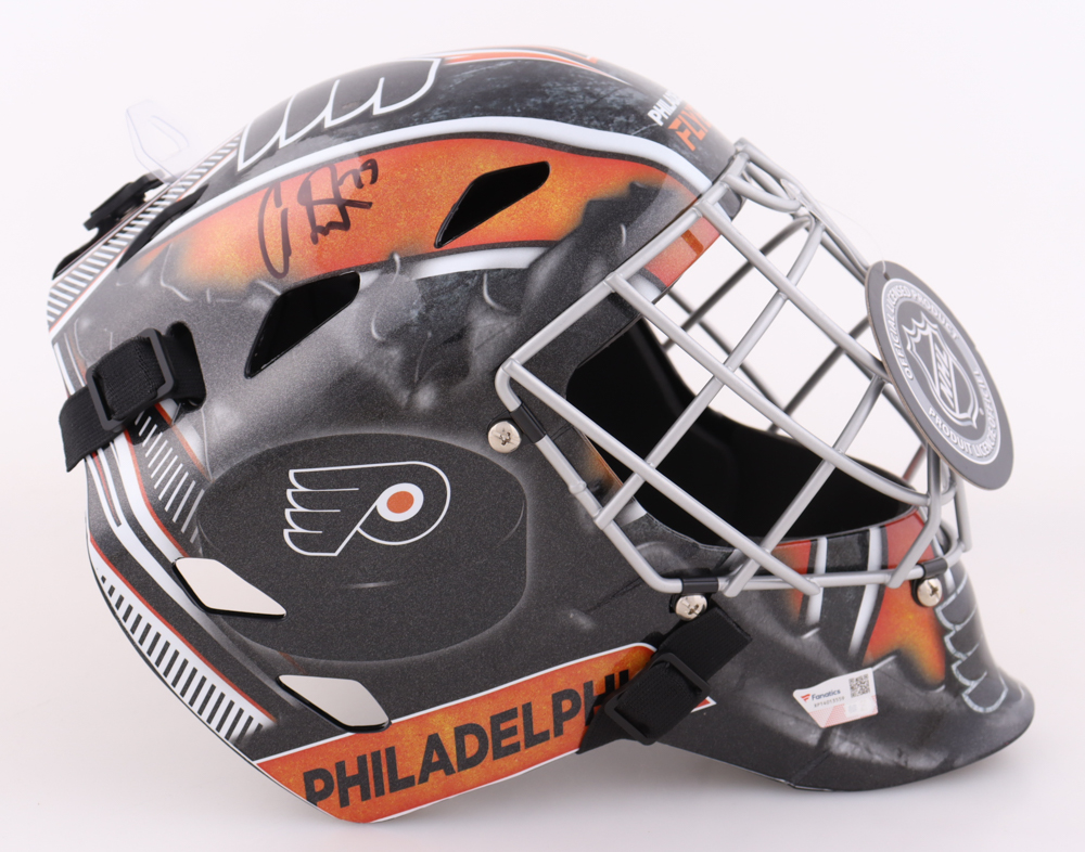 Carter Hart Signed Flyers Hockey Full-Size Goaltender Helmet (Fanatics) at PristineAuction.com Carter Hart Signed Flyers Hockey Full-Size Goaltender Helmet (Fanatics) at PristineAuction.com