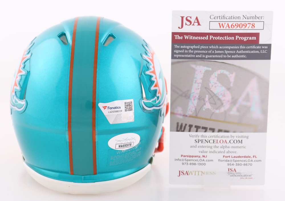 Tua Tagovailoa Signed Dolphins Flash Alternate Speed Mini Helmet (Fanatics & JSA) at PristineAuction.com Tua Tagovailoa Signed Dolphins Flash Alternate Speed Mini Helmet (Fanatics & JSA) at PristineAuction.com