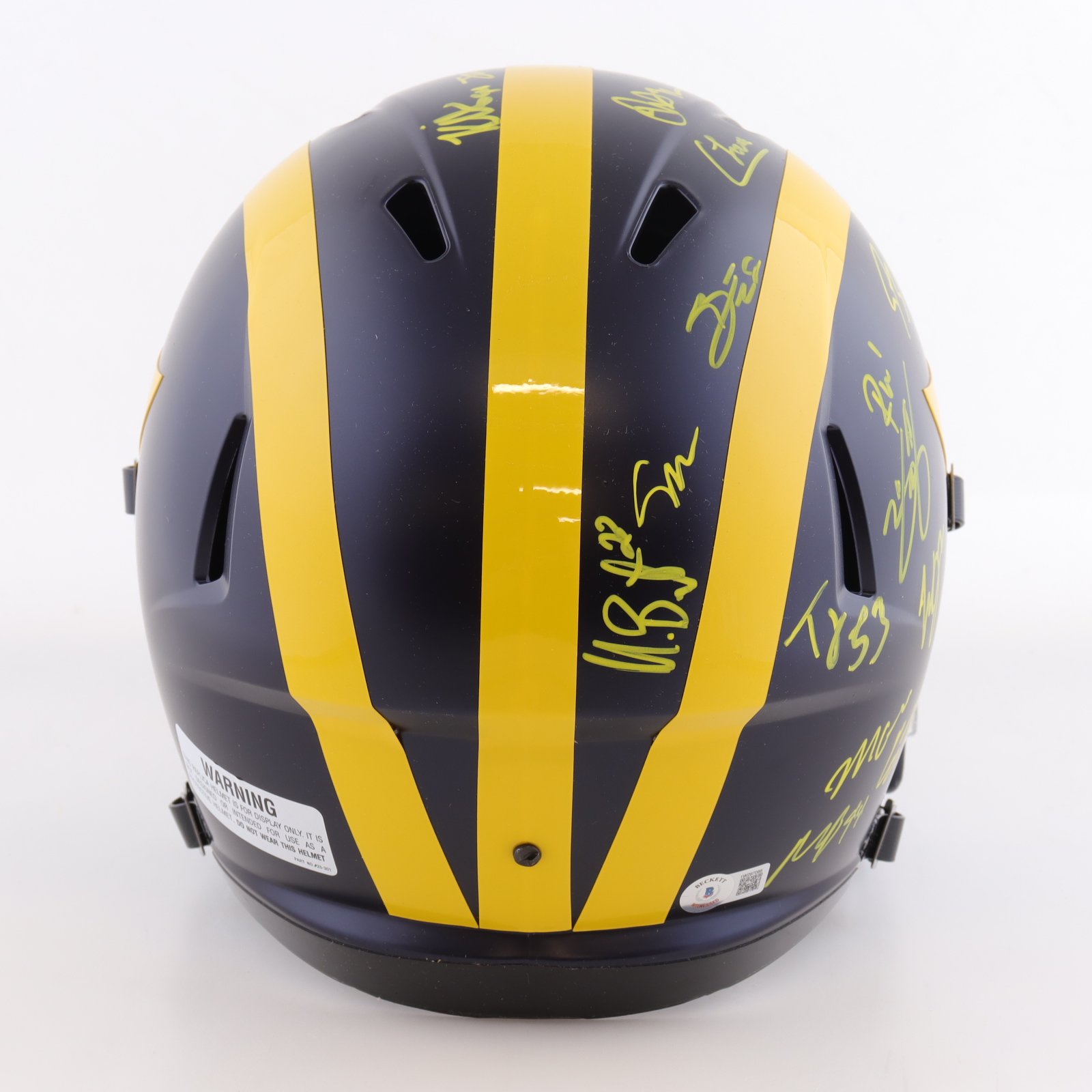 2023 Michigan Wolverines Full-Size Speed Helmet Team-Signed by (19) with J.J. McCarthy, Blake Corum, Roman Wilson, Colston Loveland (Beckett) at PristineAuction.com 2023 Michigan Wolverines Full-Size Speed Helmet Team-Signed by (19) with J.J. McCarthy, Blake Corum, Roman Wilson, Colston Loveland (Beckett) at PristineAuction.com