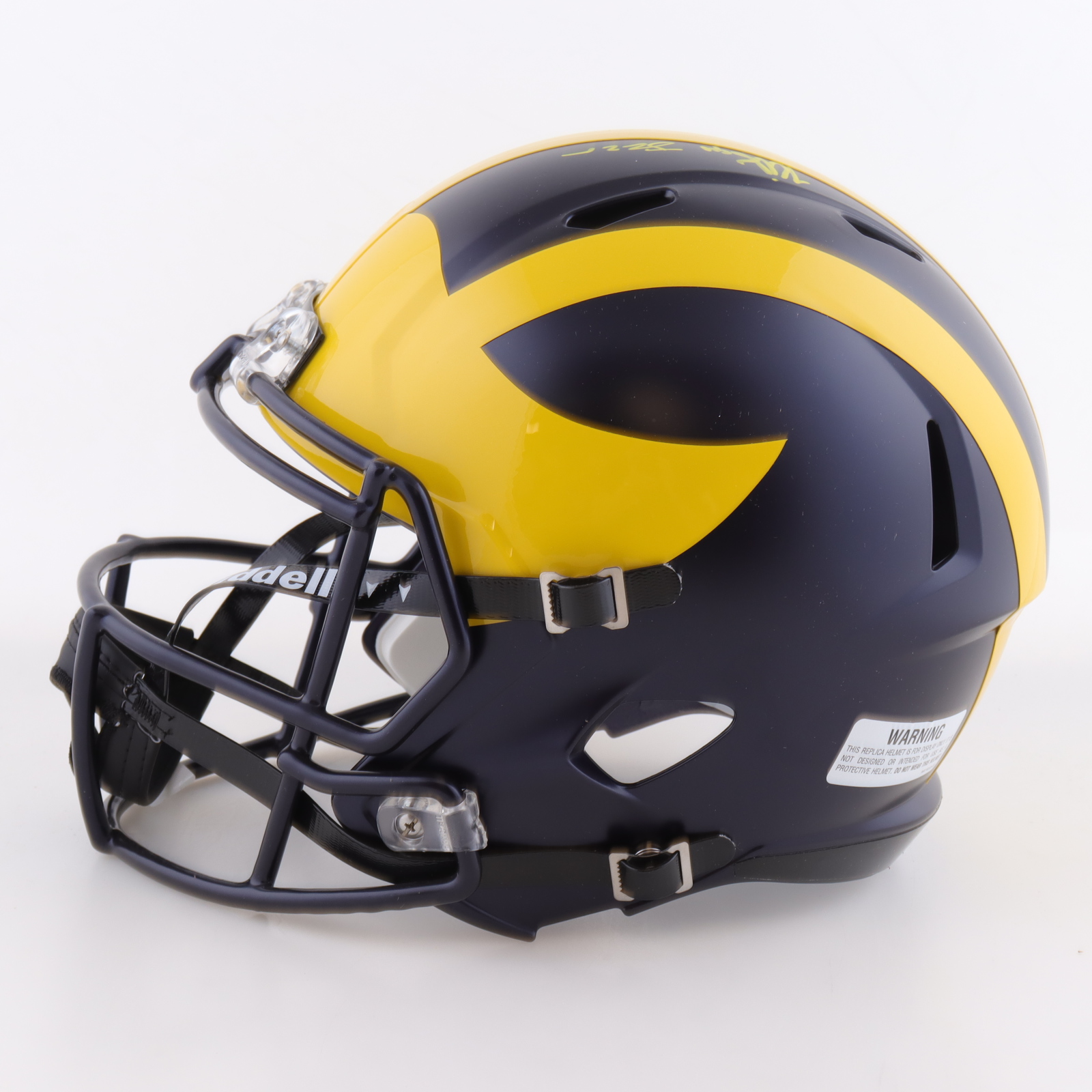 2023 Michigan Wolverines Full-Size Speed Helmet Team-Signed by (19) with J.J. McCarthy, Blake Corum, Roman Wilson, Colston Loveland (Beckett) at PristineAuction.com 2023 Michigan Wolverines Full-Size Speed Helmet Team-Signed by (19) with J.J. McCarthy, Blake Corum, Roman Wilson, Colston Loveland (Beckett) at PristineAuction.com