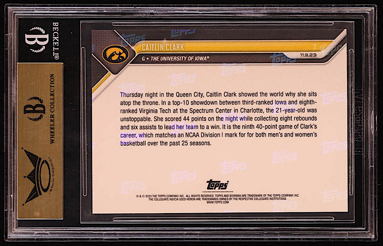 Caitlin Clark 2023-24 Bowman University Now #2 RC (BGS 9.5) at PristineAuction.com Caitlin Clark 2023-24 Bowman University Now #2 RC (BGS 9.5) at PristineAuction.com