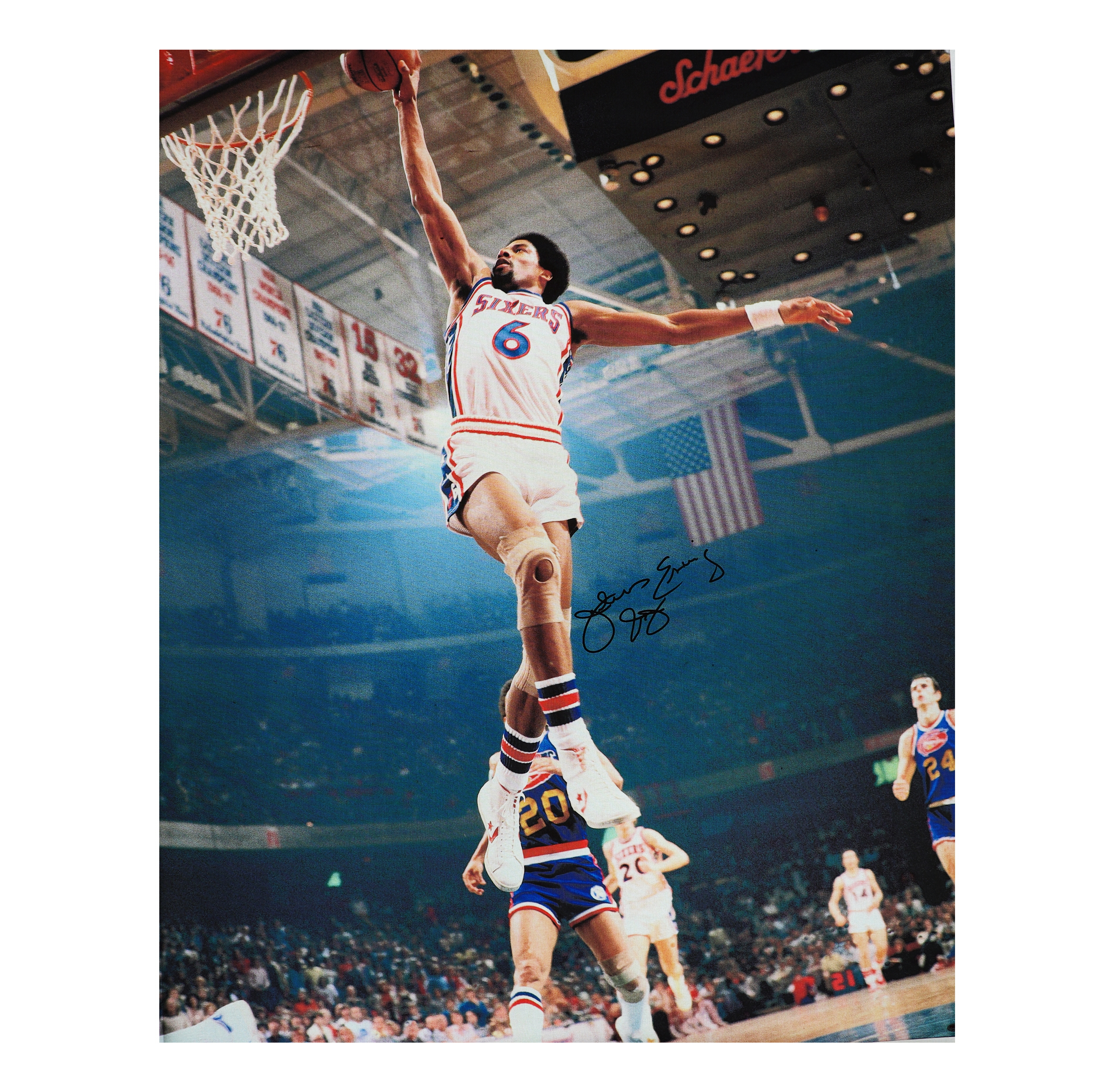 Julius "Dr. J" Erving Signed 76ers 53x63 Photo on Canvas (PSA) at PristineAuction.com Julius "Dr. J" Erving Signed 76ers 53x63 Photo on Canvas (PSA) at PristineAuction.com