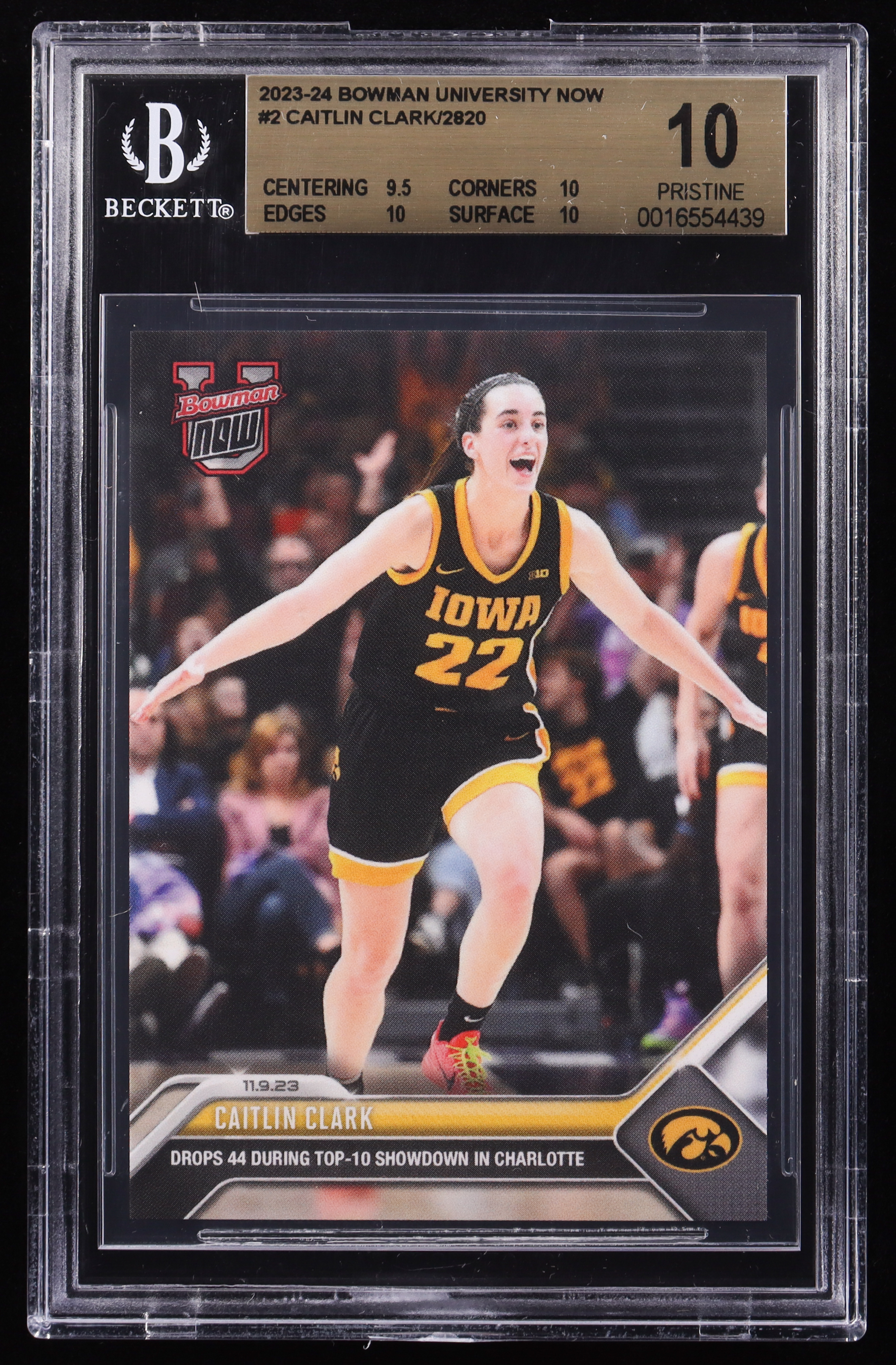 Caitlin Clark 2023-24 Bowman University Now #2 RC (BGS 10) at PristineAuction.com Caitlin Clark 2023-24 Bowman University Now #2 RC (BGS 10) at PristineAuction.com