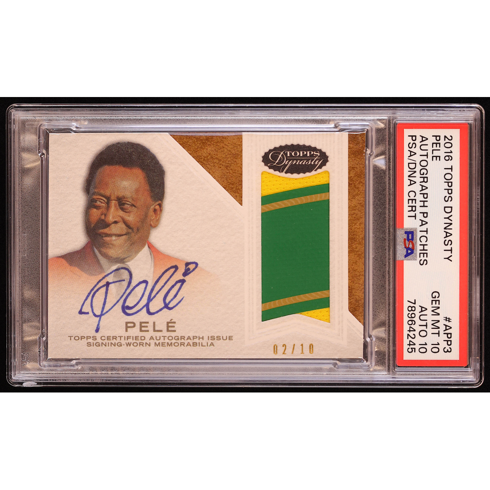 Pele 2016 Topps Dynasty Autograph Patches #APP3 #02/10 (PSA 10