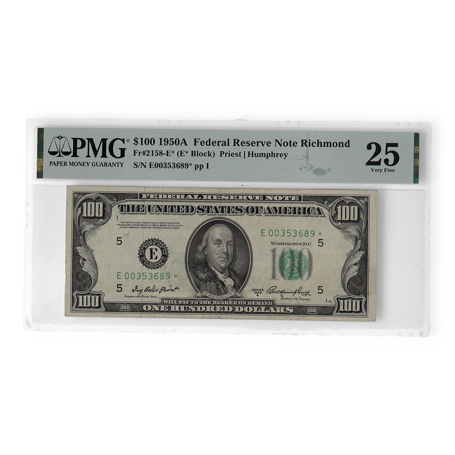 1950-A U.S. $100 One Hundred Dollars Federal Reserve Note - Richmond ...