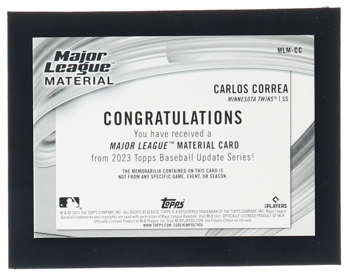 Carlos Correa 2023 Topps Major League Materials #MLMCC at PristineAuction.com Carlos Correa 2023 Topps Major League Materials #MLMCC at PristineAuction.com